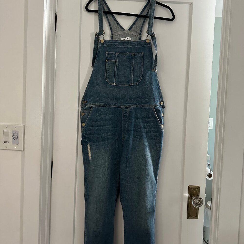 Frame Overalls Size Large Medium wash, tapered leg